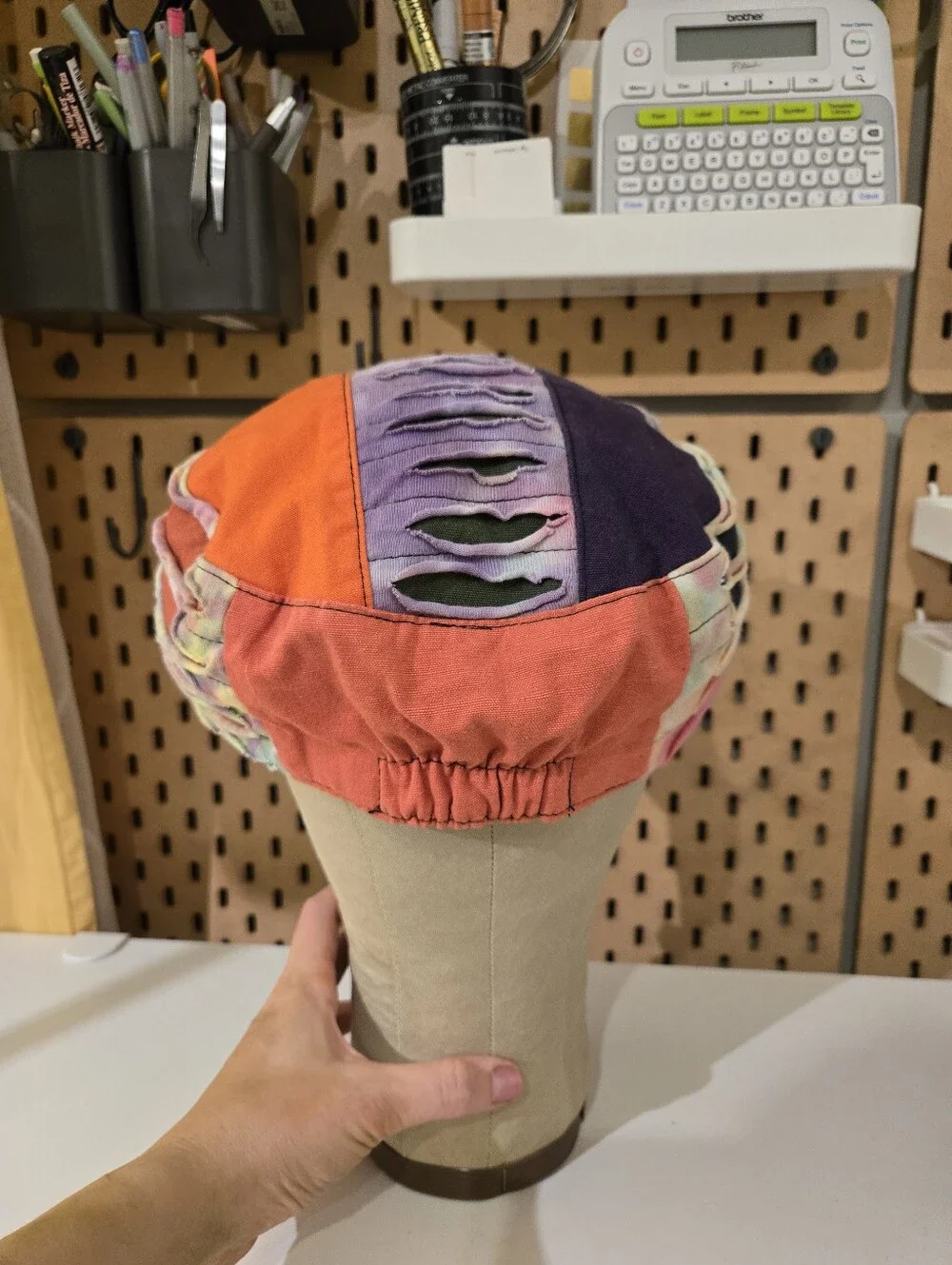 Vintage Cotton Hippie Patchwork Painters Cap Stoner Hat Razor Cut Tie Dye - Picture 5 of 10